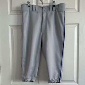 Mizuno Adult Men's Premier Gray with Blue Piped Short Baseball Pant - Large